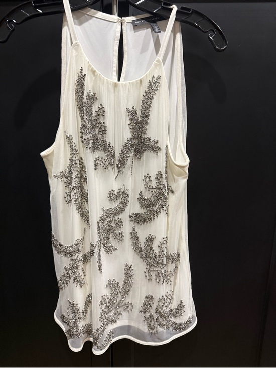 White House Black Market Tops - White House Black Market Ivory Beaded Embellished Tank Top